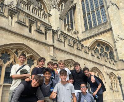 group of teenage boys in Bath while on a trip with XUK Camps