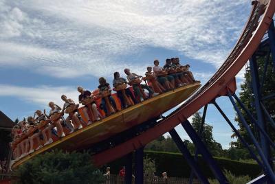 children and teenagers on the XUK Summer Camp theme park trip